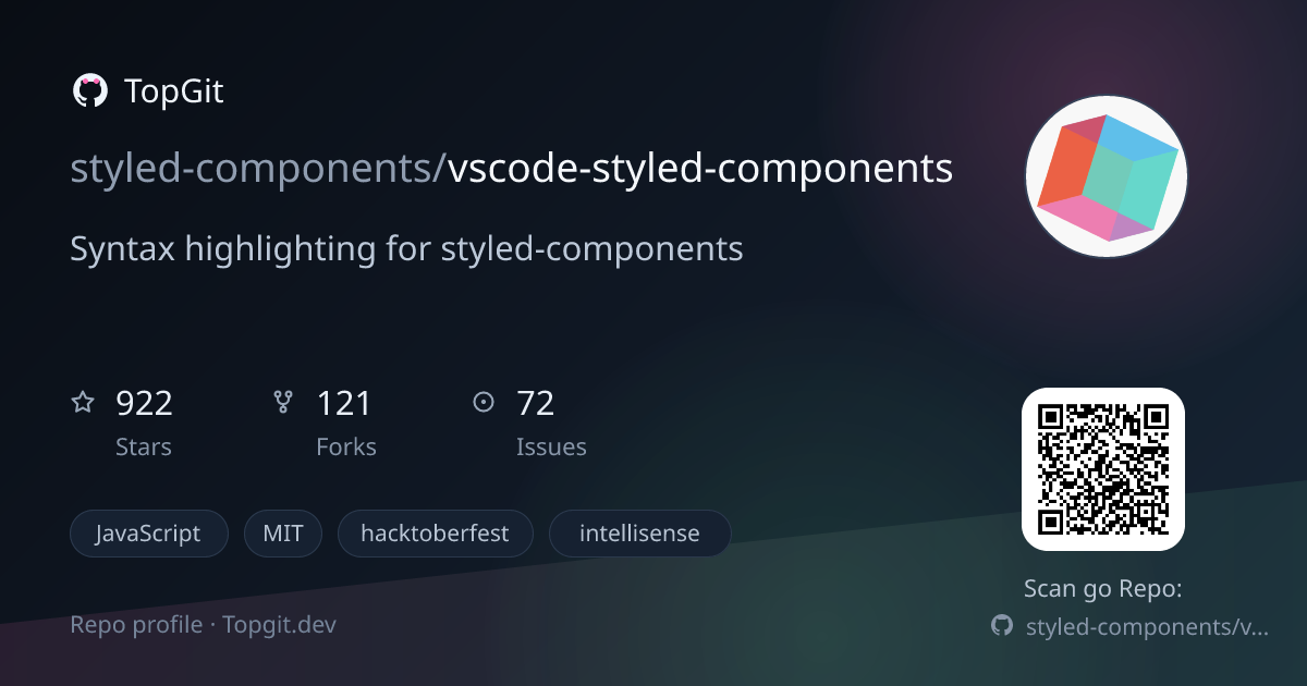 TopGit repo profile image for styled-components/vscode-styled-components