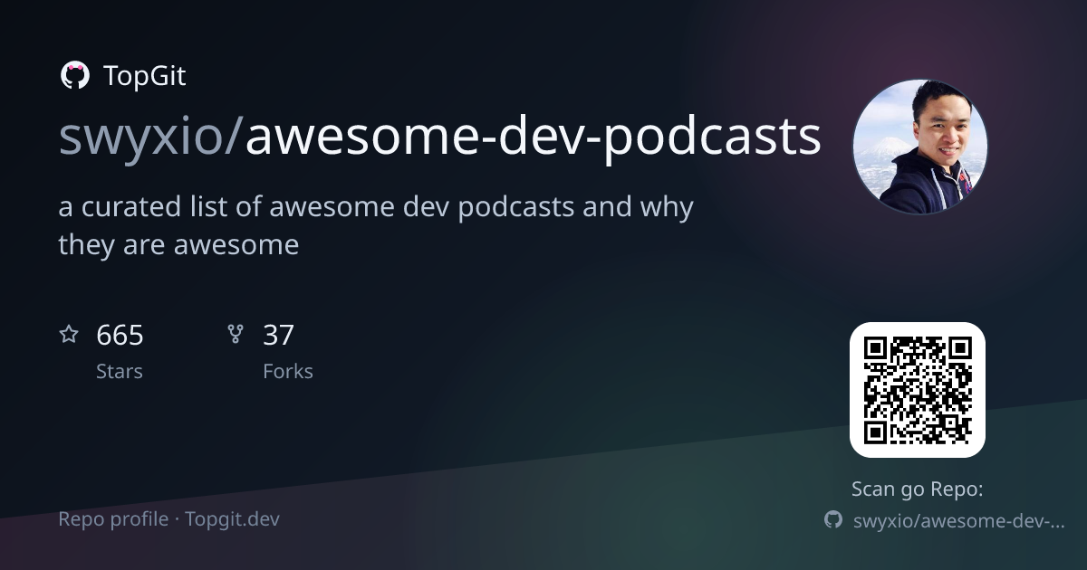 TopGit repo profile image for swyxio/awesome-dev-podcasts