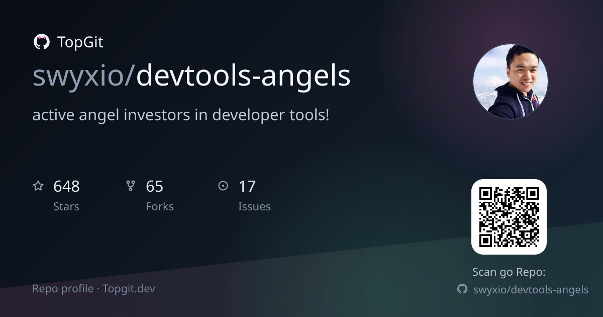 TopGit repo profile image for swyxio/devtools-angels