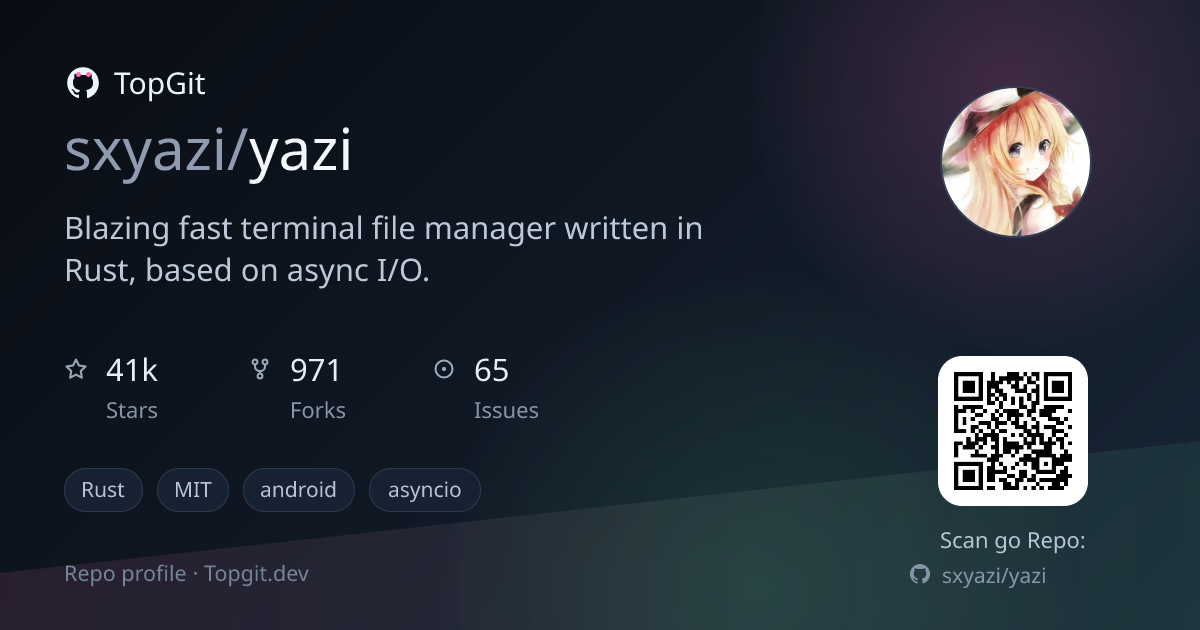 TopGit repo profile image for sxyazi/yazi