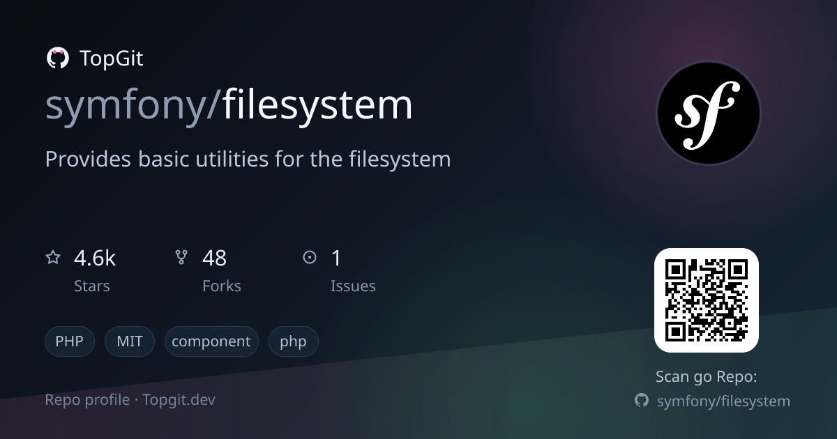 TopGit repo profile image for symfony/filesystem