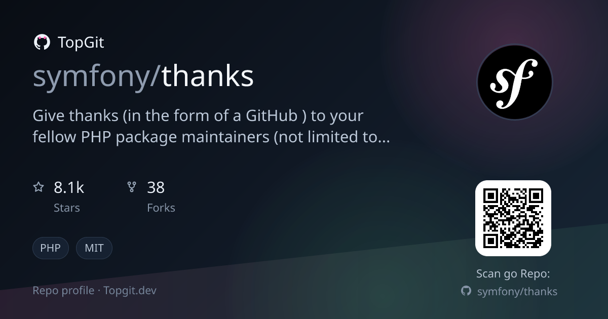 TopGit repo profile image for symfony/thanks