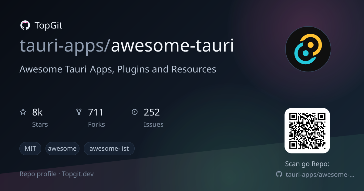 TopGit repo profile image for tauri-apps/awesome-tauri