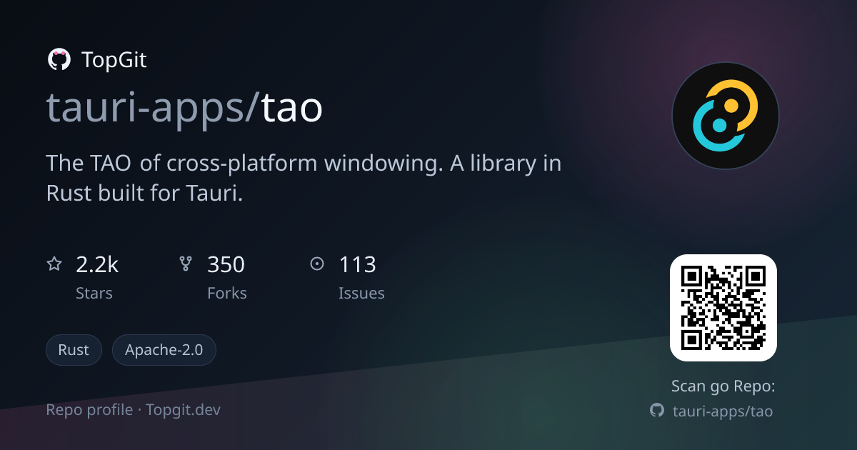TopGit repo profile image for tauri-apps/tao