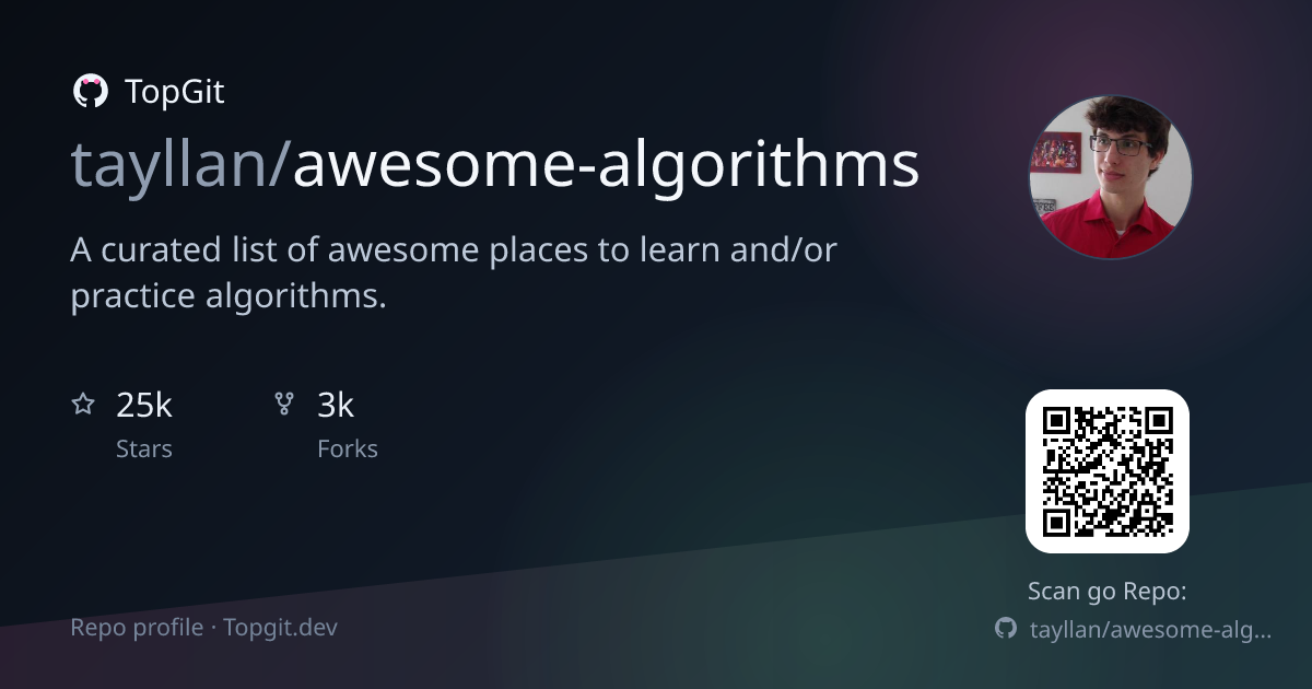 TopGit repo profile image for tayllan/awesome-algorithms