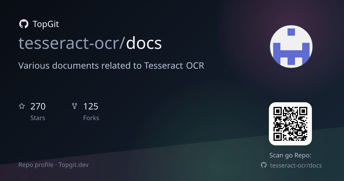 TopGit repo profile image for tesseract-ocr/docs