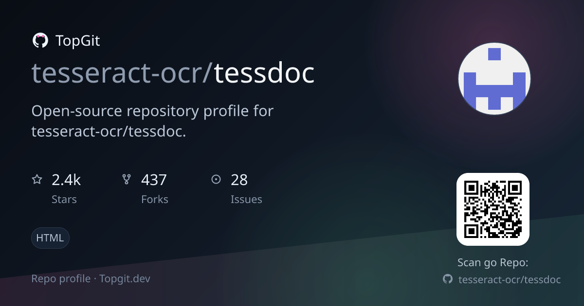 TopGit repo profile image for tesseract-ocr/tessdoc