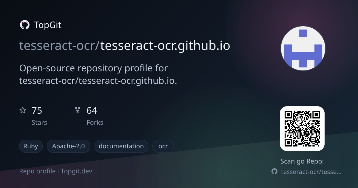 TopGit repo profile image for tesseract-ocr/tesseract-ocr.github.io