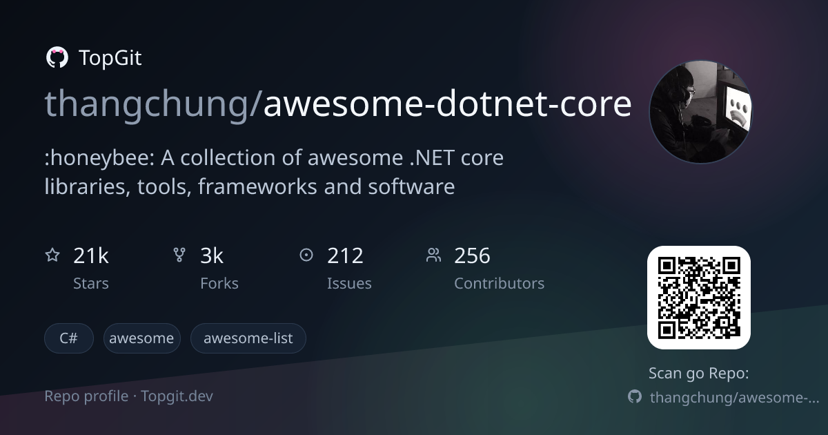 TopGit repo profile image for thangchung/awesome-dotnet-core