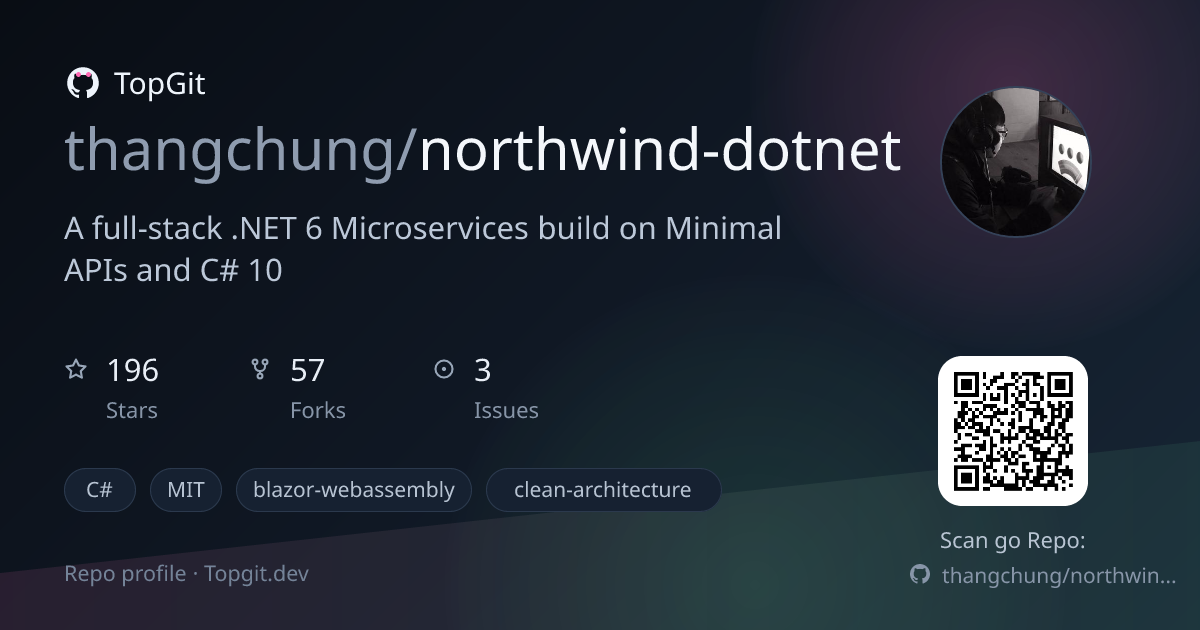 TopGit repo profile image for thangchung/northwind-dotnet