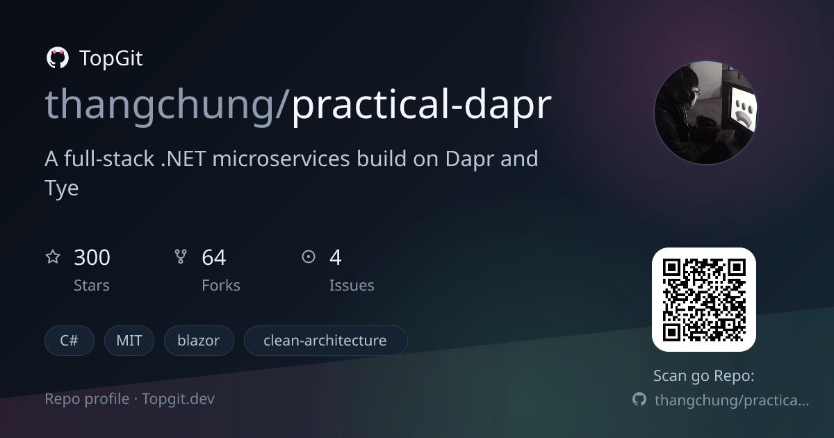TopGit repo profile image for thangchung/practical-dapr