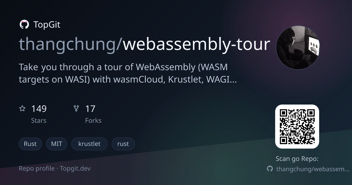 TopGit repo profile image for thangchung/webassembly-tour