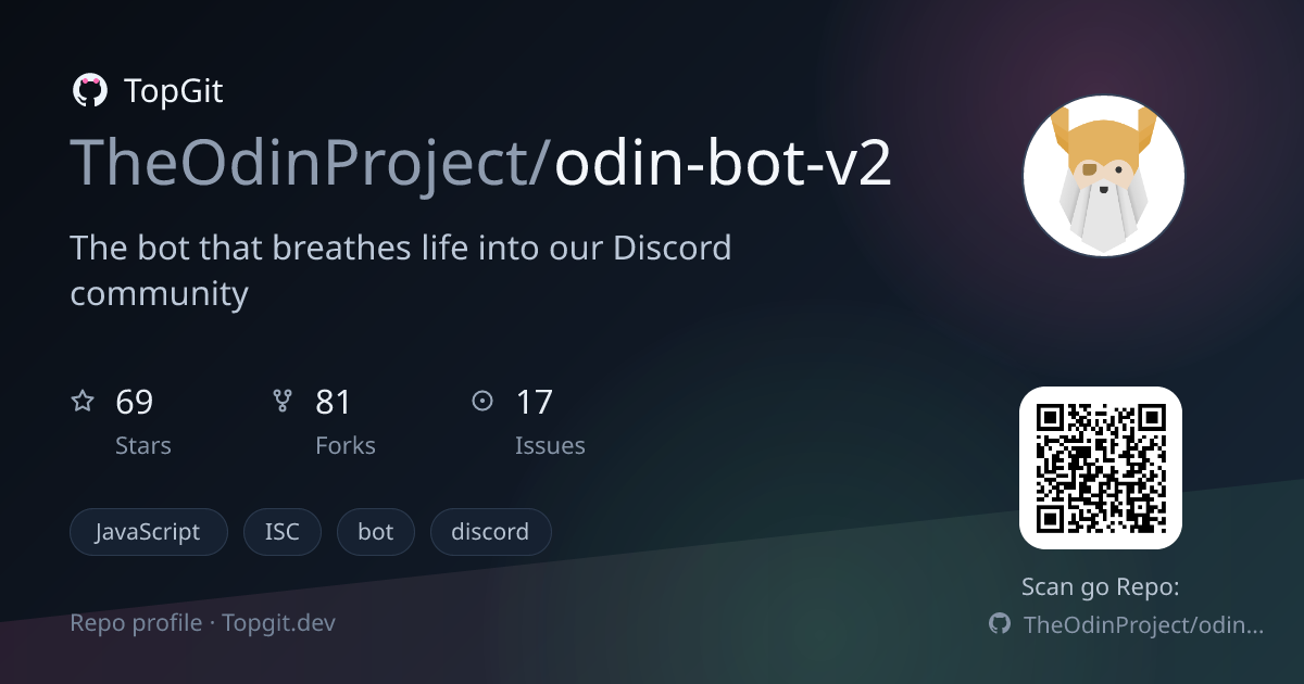 TopGit repo profile image for TheOdinProject/odin-bot-v2