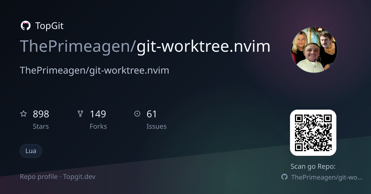 TopGit repo profile image for ThePrimeagen/git-worktree.nvim