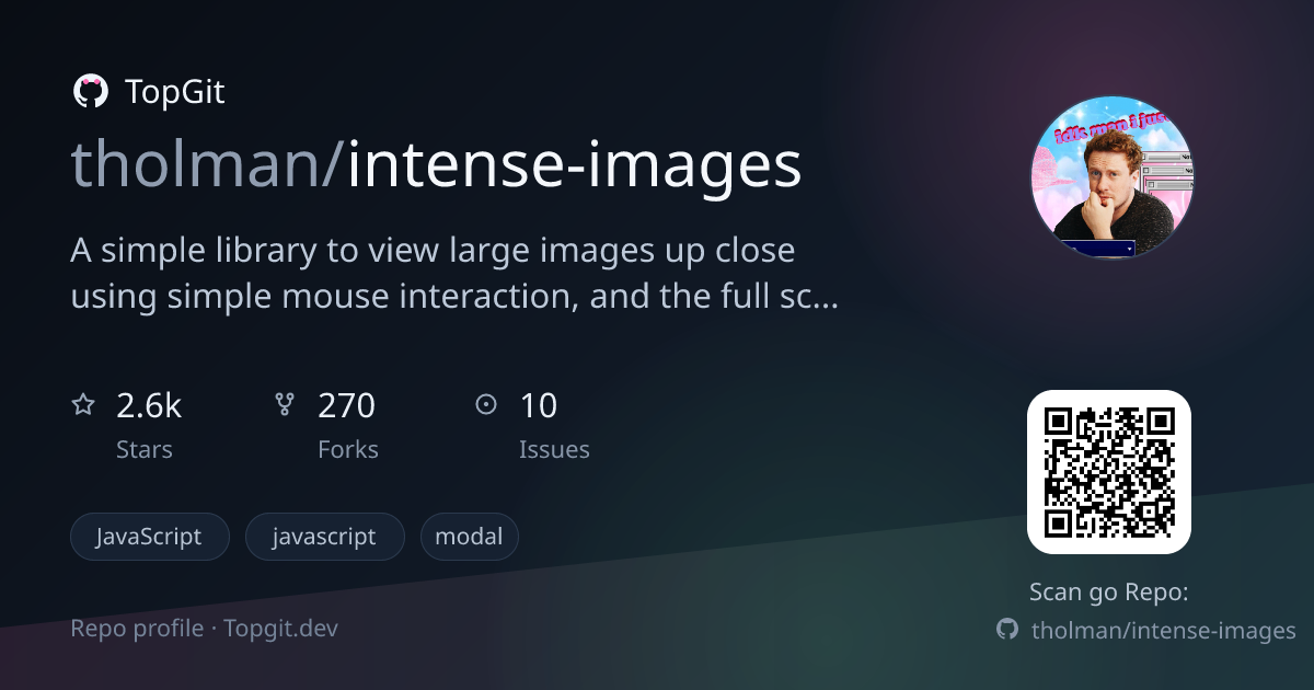 TopGit repo profile image for tholman/intense-images