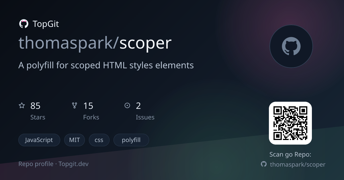 TopGit repo profile image for thomaspark/scoper