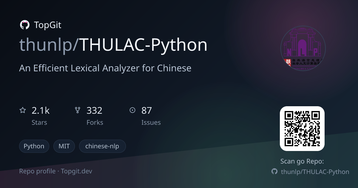 TopGit repo profile image for thunlp/THULAC-Python