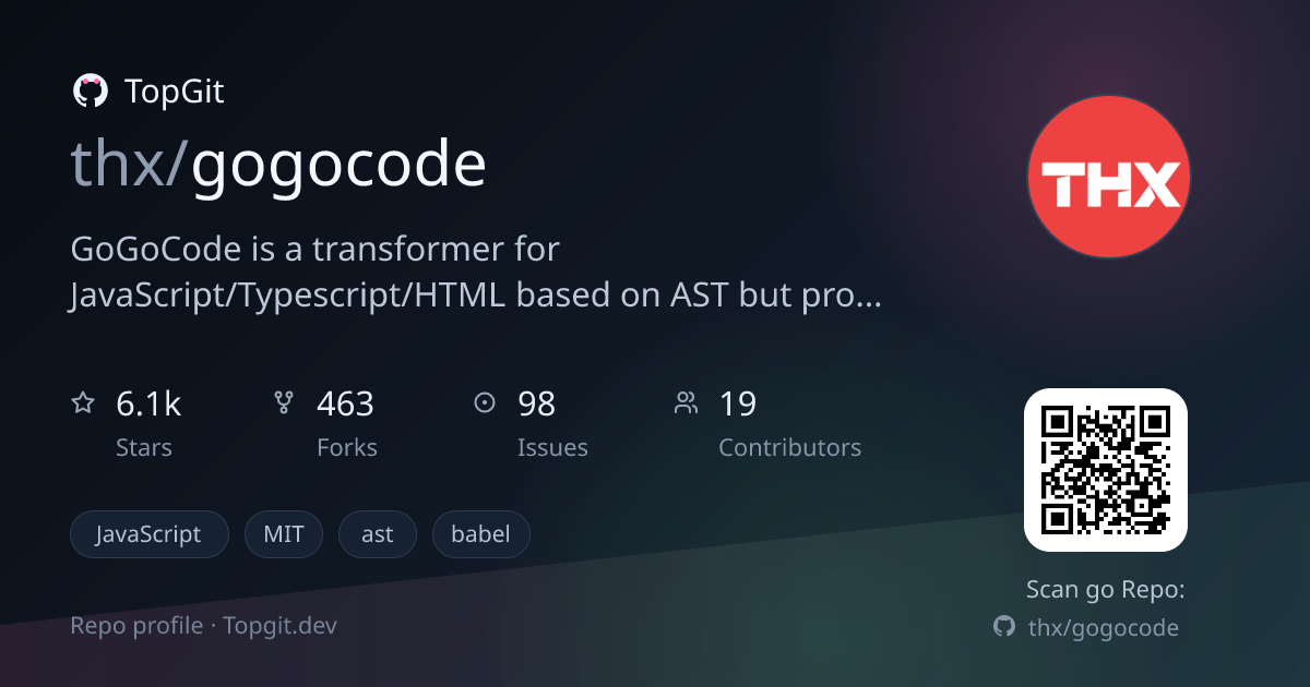 TopGit repo profile image for thx/gogocode