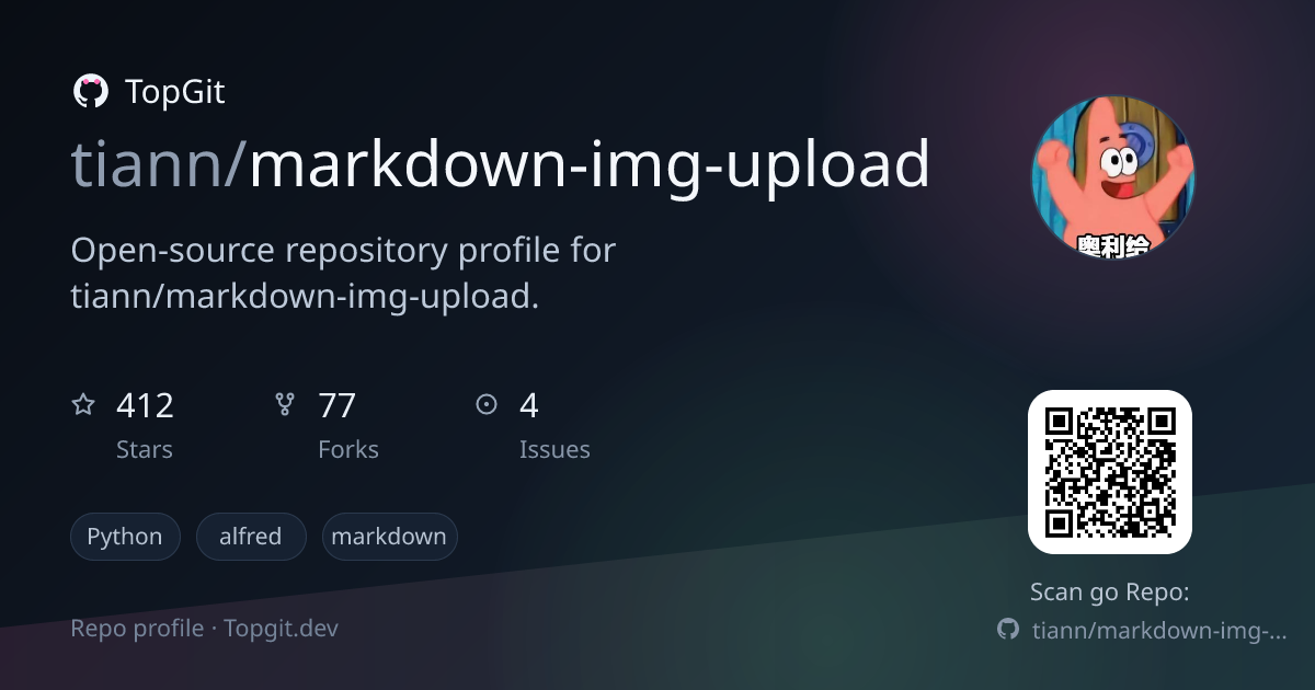 TopGit repo profile image for tiann/markdown-img-upload