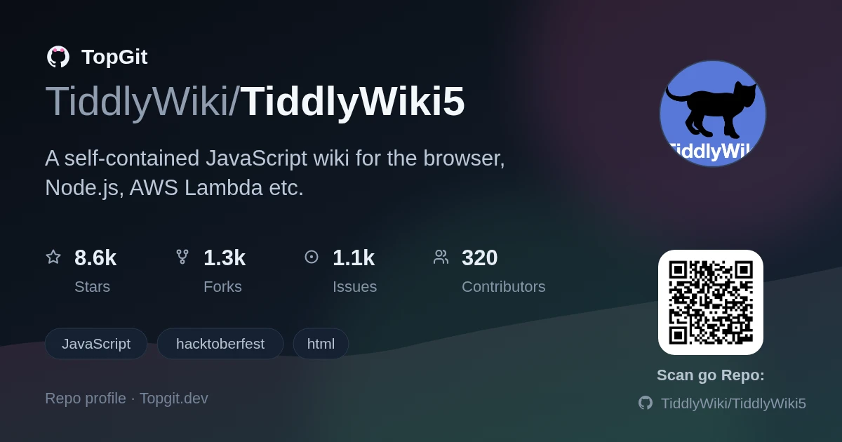 TopGit repo profile image for TiddlyWiki/TiddlyWiki5