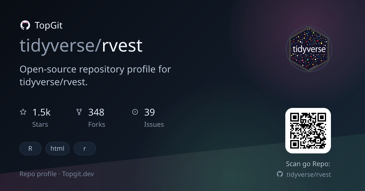 TopGit repo profile image for tidyverse/rvest
