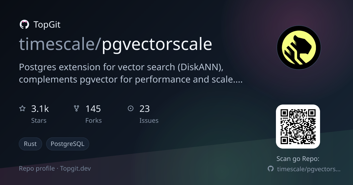 TopGit repo profile image for timescale/pgvectorscale