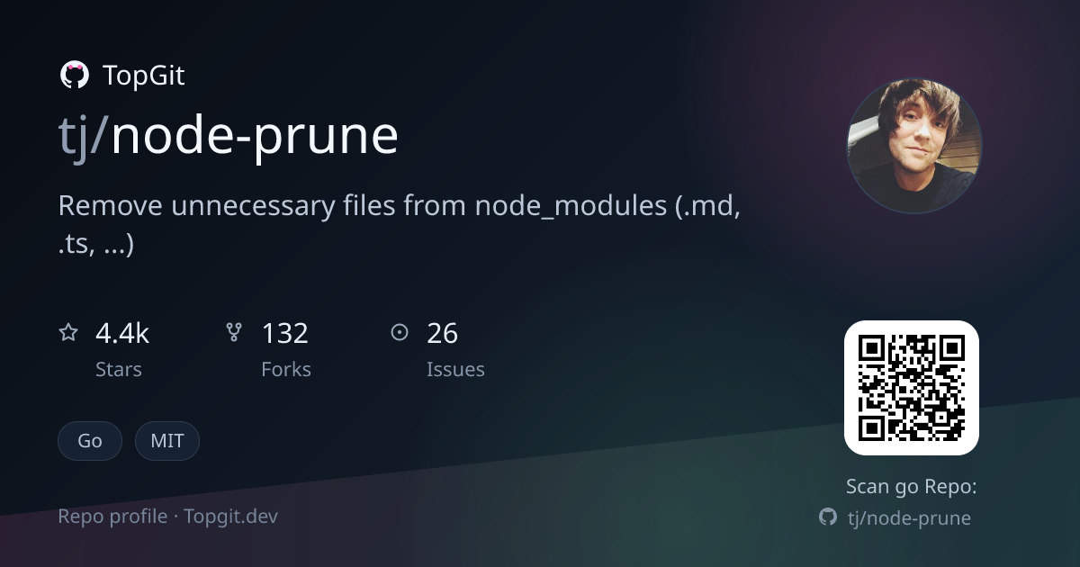 TopGit repo profile image for tj/node-prune