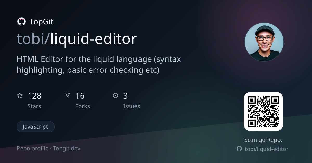 TopGit repo profile image for tobi/liquid-editor