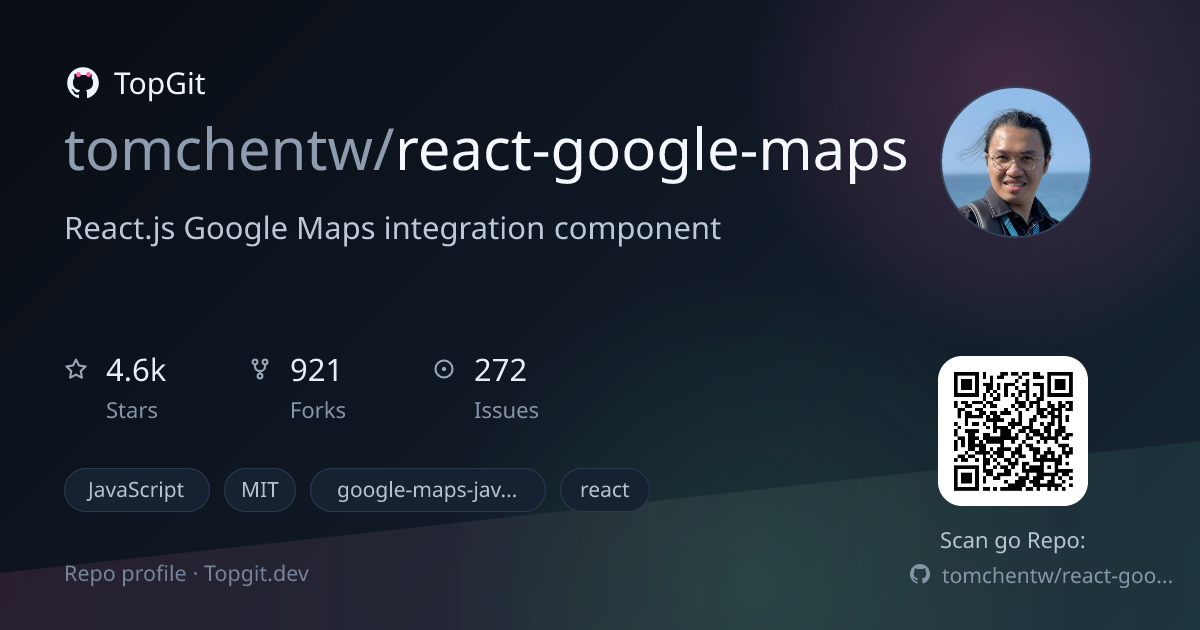 TopGit repo profile image for tomchentw/react-google-maps