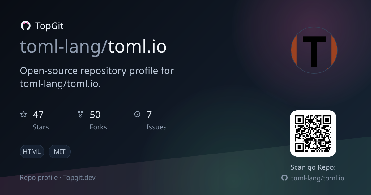 TopGit repo profile image for toml-lang/toml.io