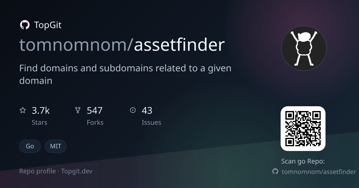 TopGit repo profile image for tomnomnom/assetfinder