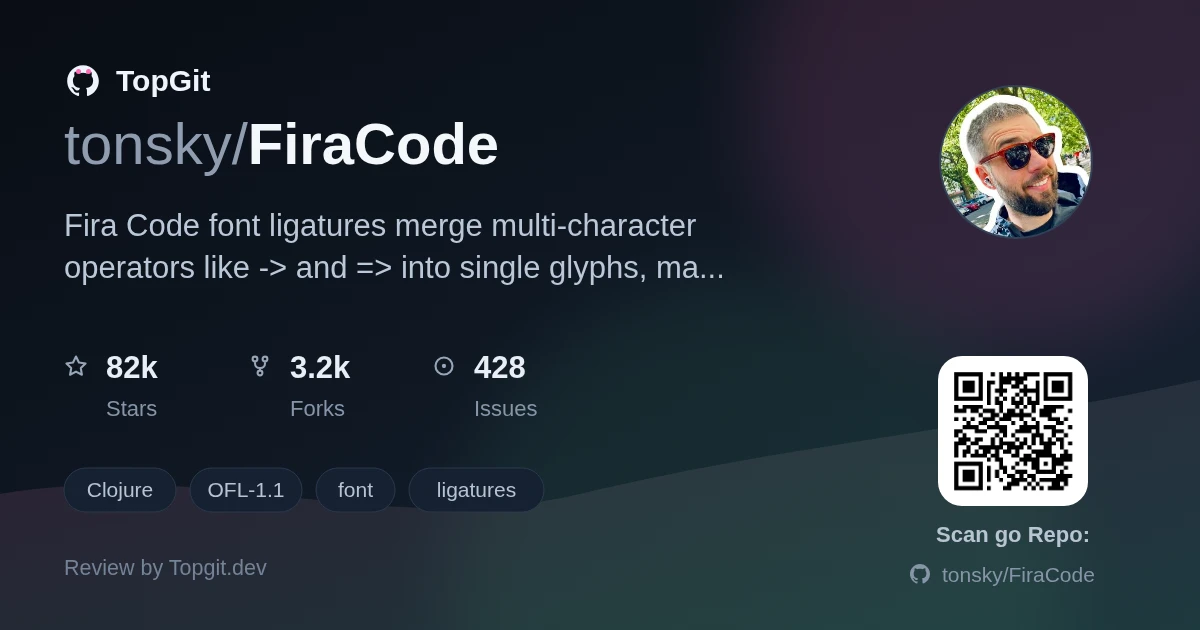 TopGit repo profile image for tonsky/FiraCode