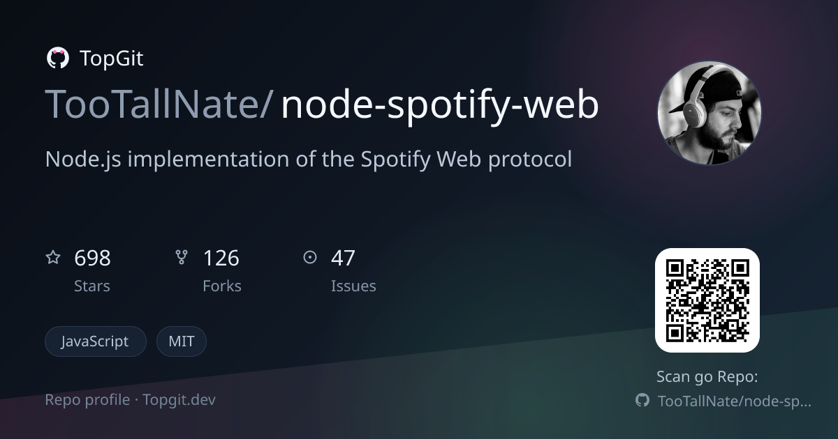 TopGit repo profile image for TooTallNate/node-spotify-web