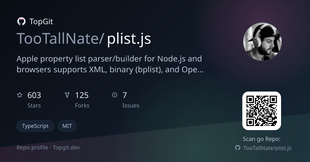 TopGit repo profile image for TooTallNate/plist.js