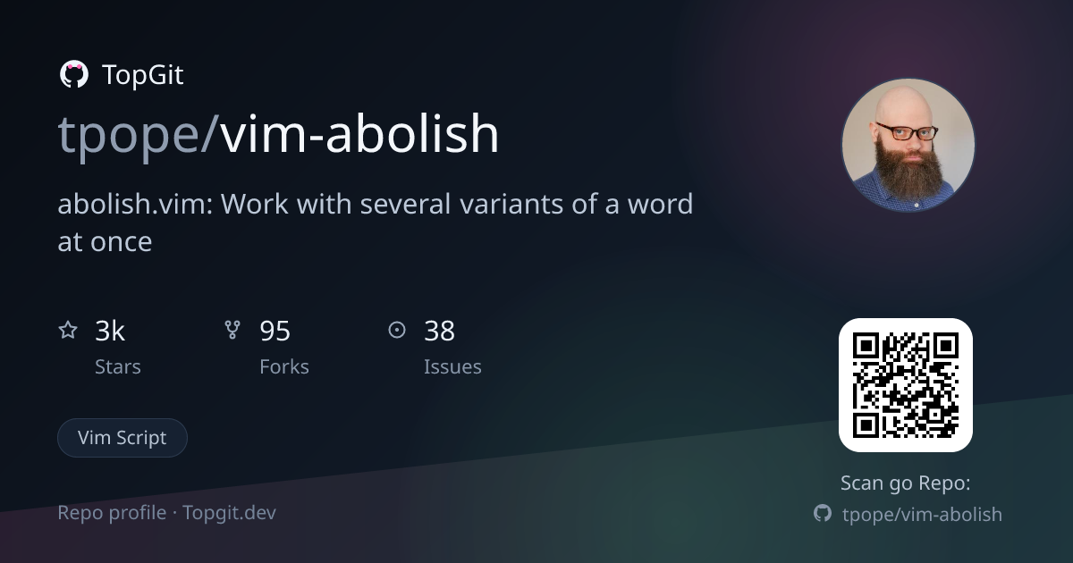 TopGit repo profile image for tpope/vim-abolish