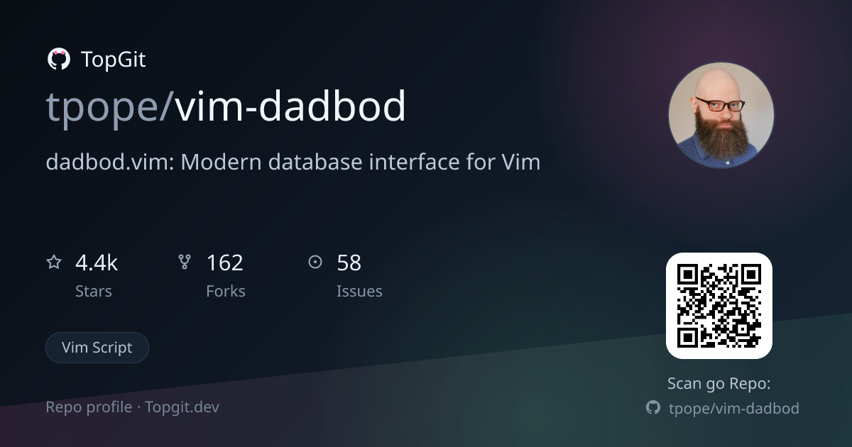 TopGit repo profile image for tpope/vim-dadbod