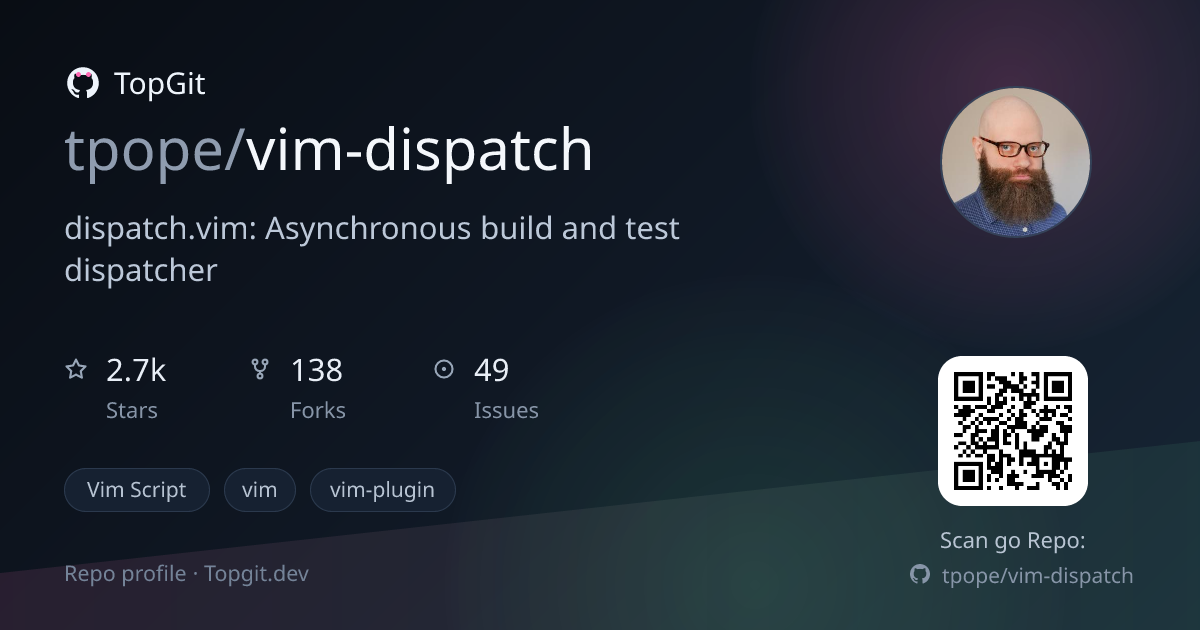 TopGit repo profile image for tpope/vim-dispatch