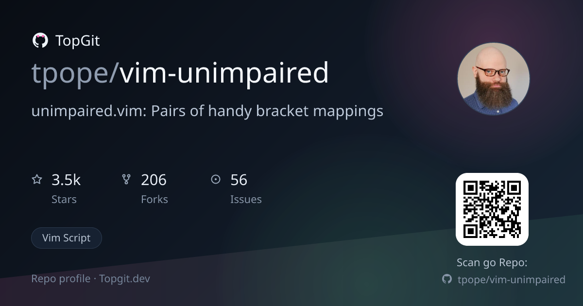 TopGit repo profile image for tpope/vim-unimpaired