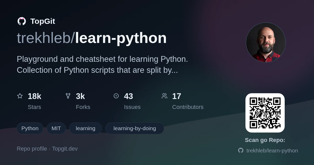 TopGit repo profile image for trekhleb/learn-python