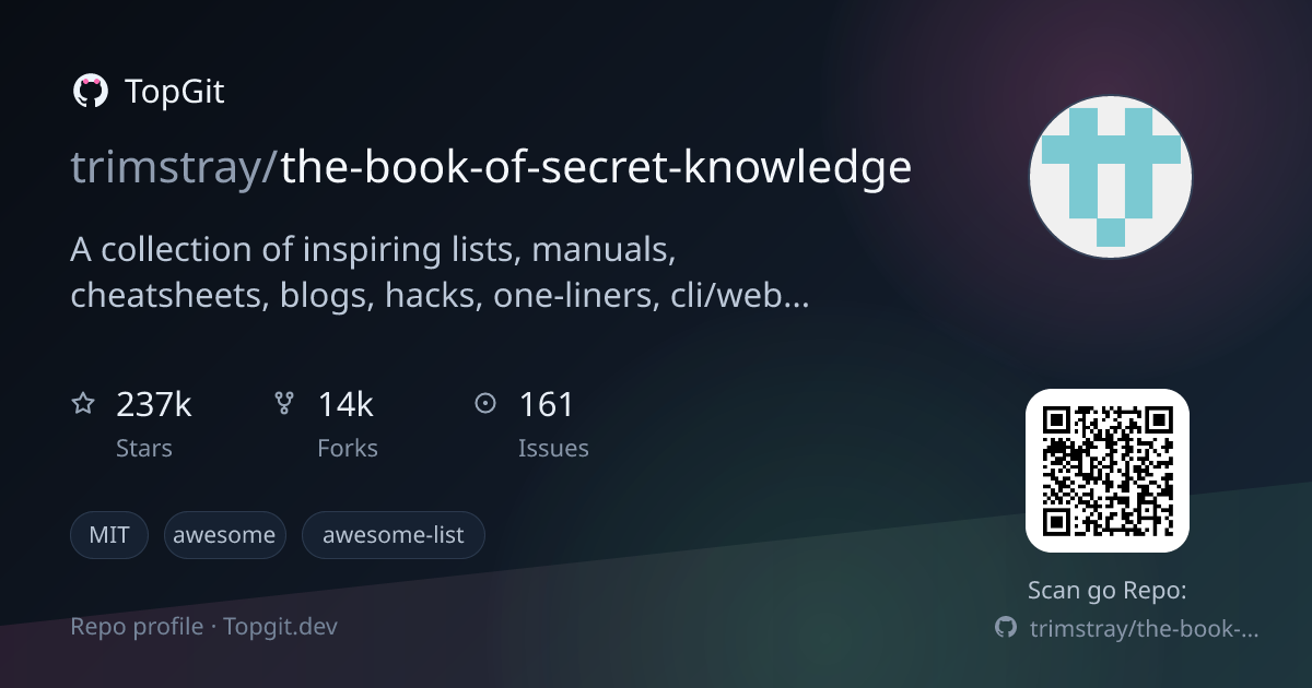 TopGit repo profile image for trimstray/the-book-of-secret-knowledge