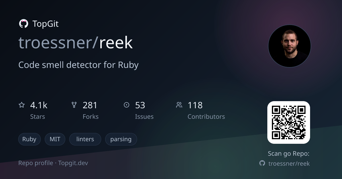 TopGit repo profile image for troessner/reek