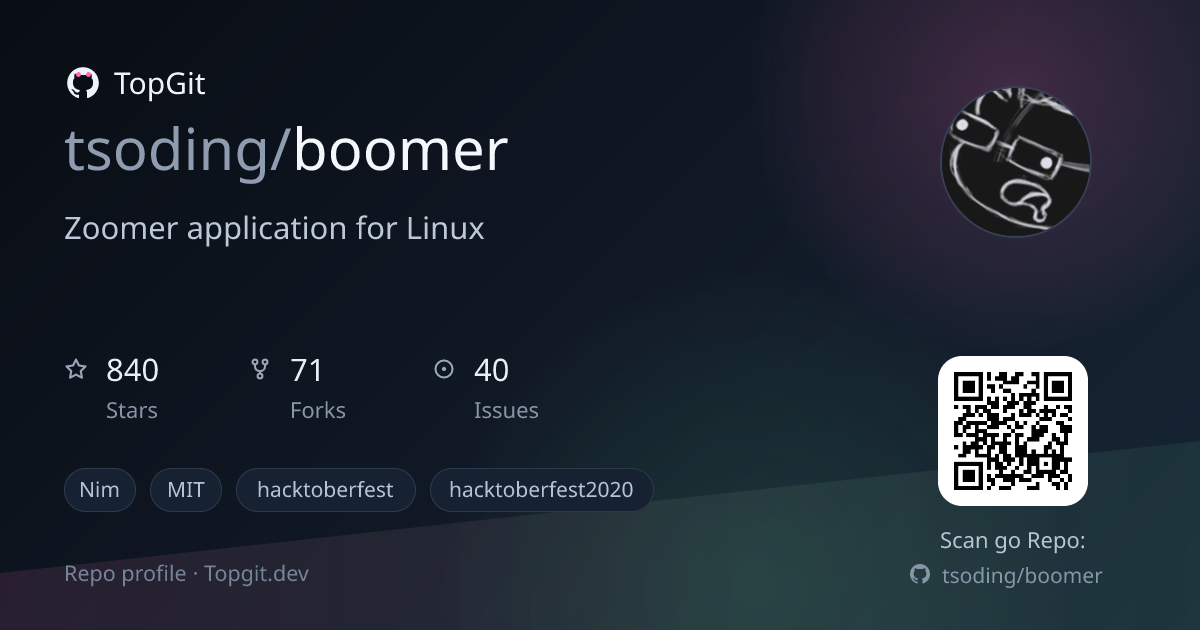 TopGit repo profile image for tsoding/boomer