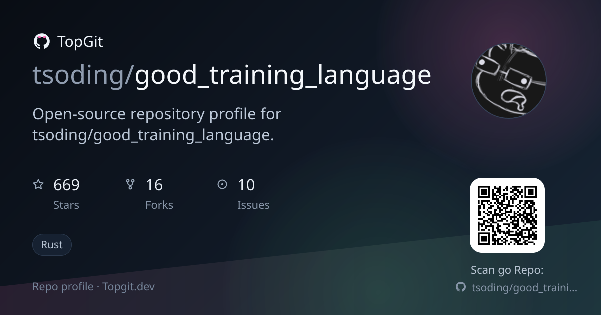 TopGit repo profile image for tsoding/good_training_language