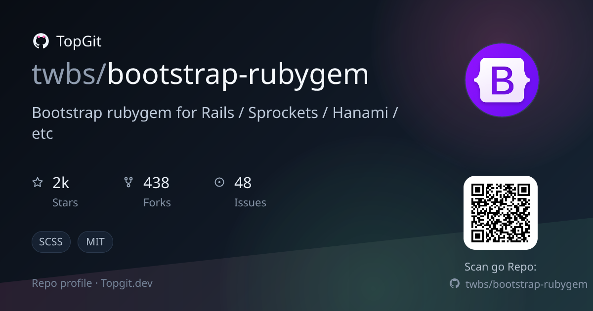 TopGit repo profile image for twbs/bootstrap-rubygem