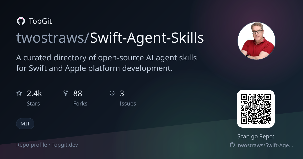 TopGit repo profile image for twostraws/Swift-Agent-Skills
