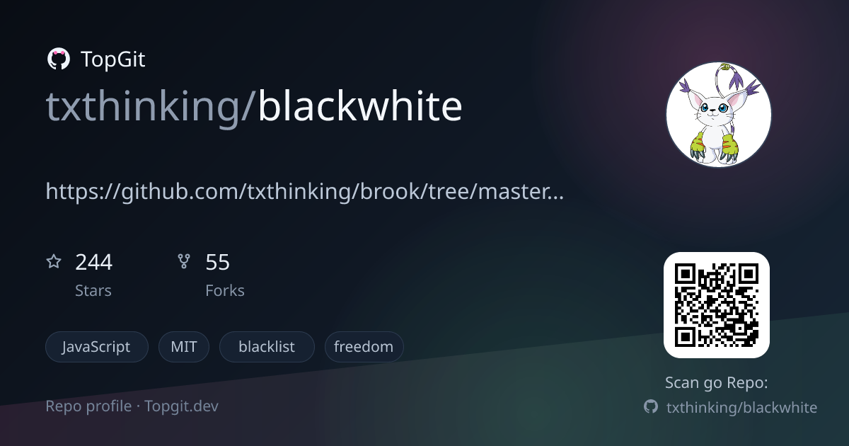 TopGit repo profile image for txthinking/blackwhite
