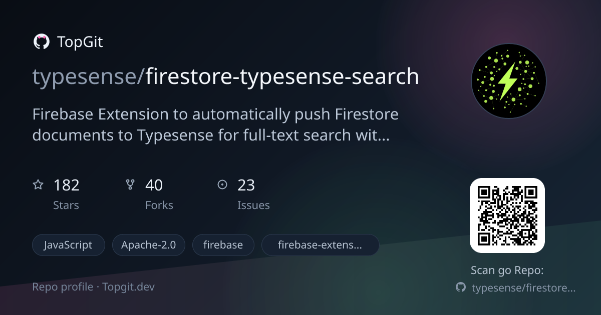 TopGit repo profile image for typesense/firestore-typesense-search