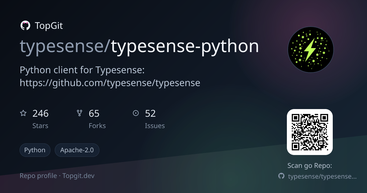 TopGit repo profile image for typesense/typesense-python