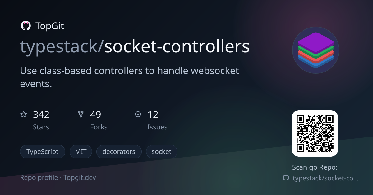 TopGit repo profile image for typestack/socket-controllers