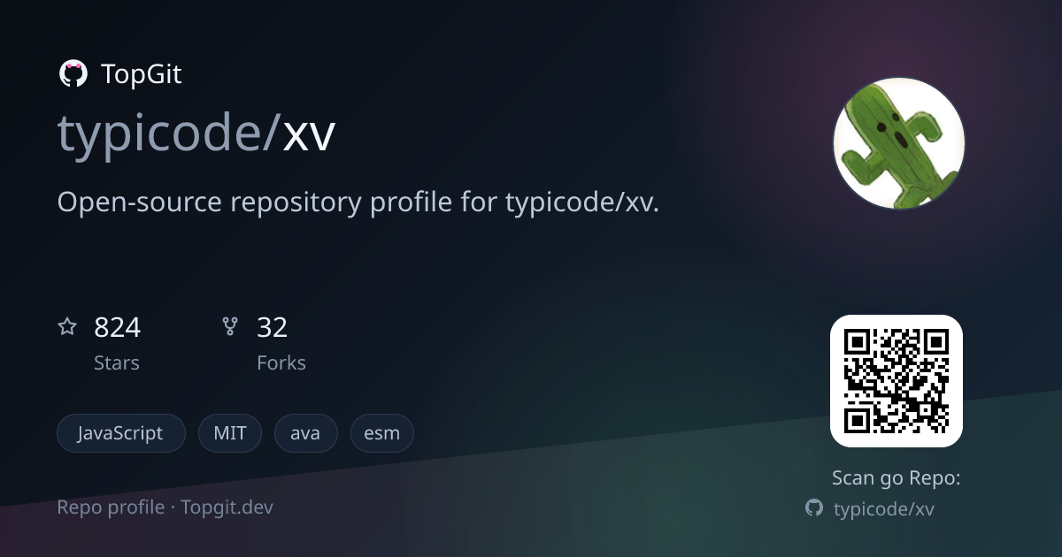 TopGit repo profile image for typicode/xv
